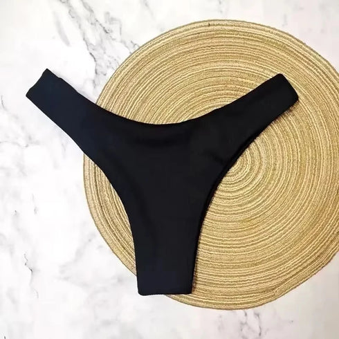 Women's Low Waisted Thong Bikini Bottoms - Red & White