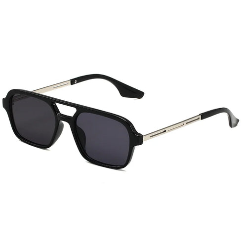 Retro Double Bridge Pilot Sunglasses with Pink Gradient