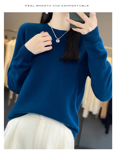 100% Merino Wool Long Sleeve Sweater for Women