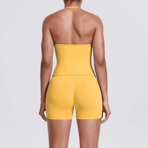 Yoga Shorts Set with Built-In Bra for Women