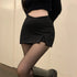 Black High Waist Split Mini Skirt for Women