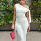 Women’s One Shoulder Sleeveless Top & Knee-Length Pants Set