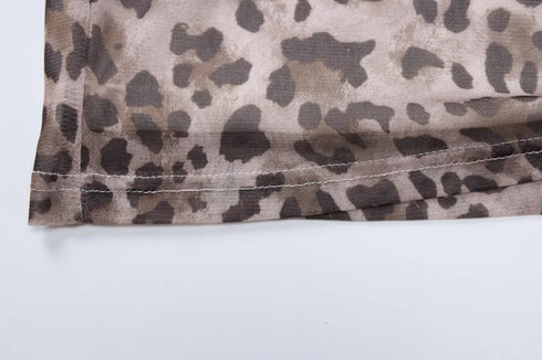 Leopard Print Tulle Off-the-Shoulder Top