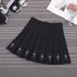 High Waist Pleated Skirt with Cross Embroidery