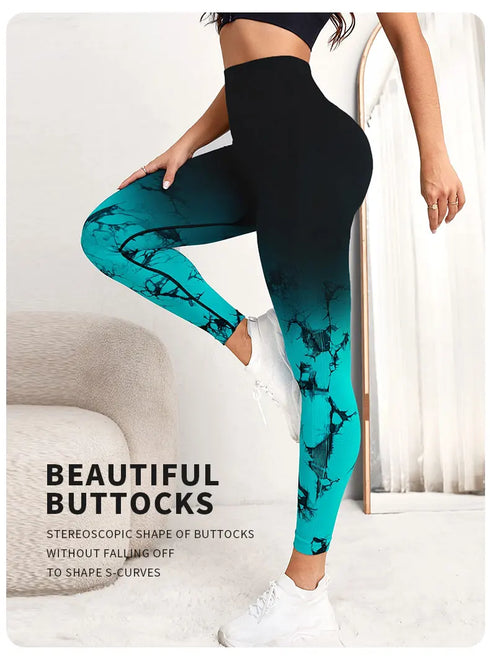 Seamless High Waist Push-Up Leggings in Tie Dye