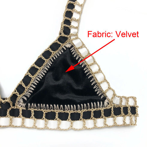 Green Velvet Triangle Bikini Set