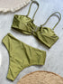 Push Up Bandeau Bikini Set in Olive Green
