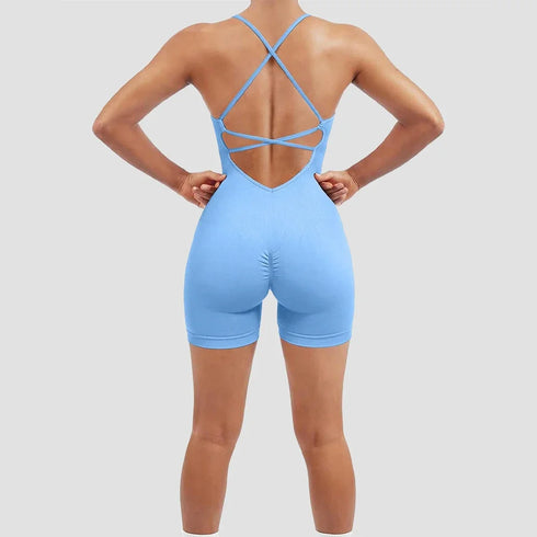 Criss Cross Backless Cami Sports Romper