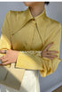 Elegant Satin Silk Blouse with Turn Down Collar