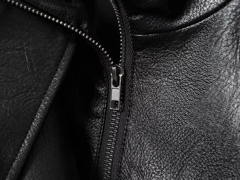 MUJER Black Faux Leather Bomber Jacket for Women
