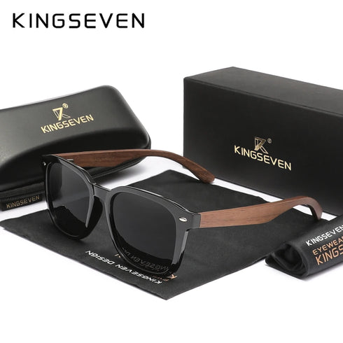 KINGSEVEN Wooden Cat Eye Sunglasses with Polarized UV400 Lenses