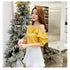 Women's Shirt Tops Fashion One-Shoulder Ruffles Short-sleeved Tops Chiffon Tops S-XXL