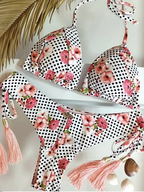 Floral Print Push Up Bikini Set for Women