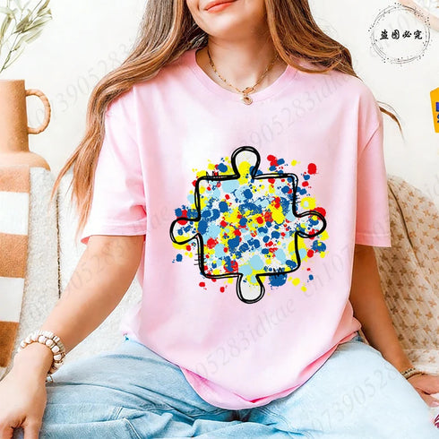 Trendy Women's Autism Awareness Graphic T-Shirt