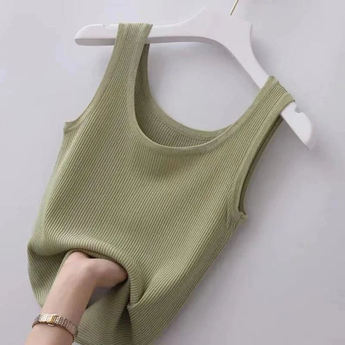Summer Knit Sleeveless Camisole in Black, White, Grey, Green