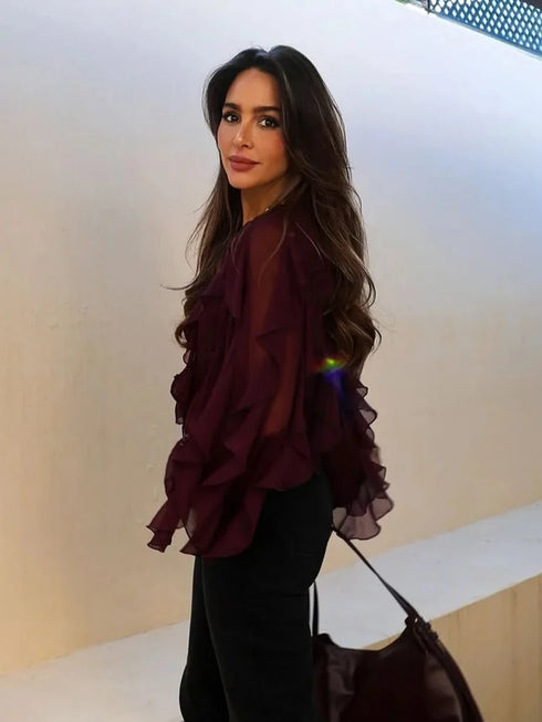 MUJER Ruffle Blouses for Women - Summer Casual Tops