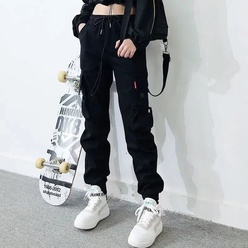 Women's Black Cargo Pants with Pockets