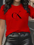 Y2K Cartoon Letter Print Crew Neck T-Shirt for Women