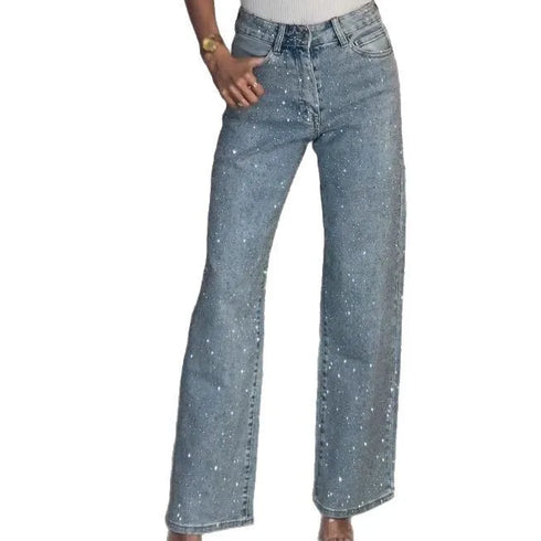 High Waist Distressed Straight Jeans for Women