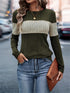 Colour-Block Patchwork Crewneck T-Shirt for Women