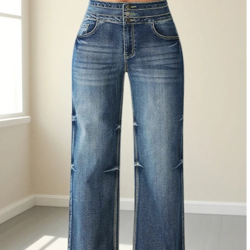 High Waist Wide Leg Denim Pants for Women