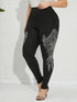Plus Size High-Stretch Leggings with Rhinestone Wings