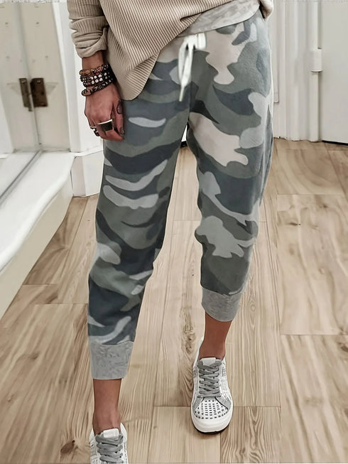 Plus Size Camouflage Print Jogger Pants for Women