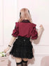Noemi Inspired Ruffle Bow Top - Japanese Dark Femme Off-Shoulder Blouse, Lace Trim Bell Sleeve Shirt for Yami Kawaii & Lolita