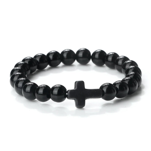 Jesus Cross Natural Stone Bracelet for Men