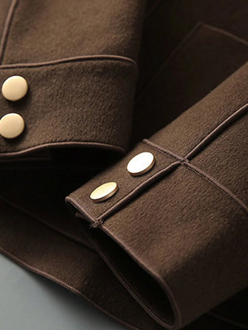 Classic Solid Woolen Coat for Women