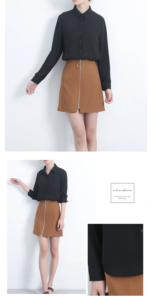 Simple Solid Color Loose Women's Chiffon Shirt Tops 2023 New Long Sleeve Casual Elegance Woman Blouses Lady Office Shirt Clothes