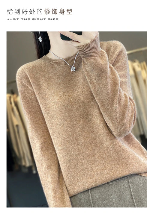 100% Merino Wool Long Sleeve Sweater for Women