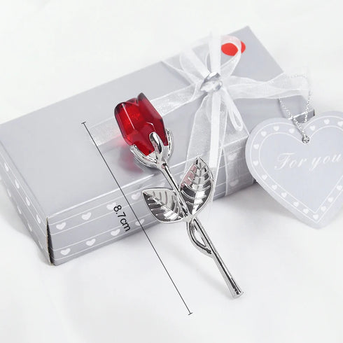 Crystal Glass Rose Flower in Box Mini Forever Red Gold Rose Gift for Girlfriend Wedding Guest Mother's Day