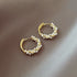 Round Wreath Bow Pearl Stud Earrings Elegant Trend Fashion