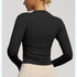 Long Sleeve O-Neck Yoga Top in Solid Colours