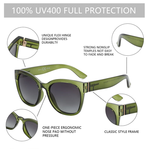Thick Butterfly Frame Polarized Sunglasses with UV400 Protection