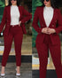 Notched Neck Blazer & High Waist Pants Set for Women