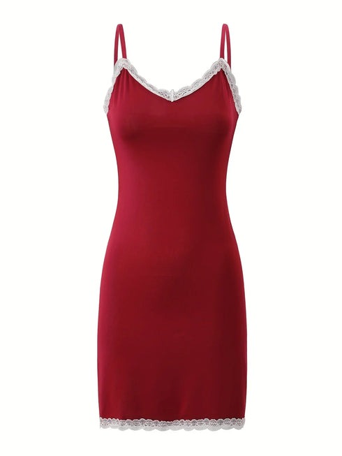 Women's Lace Trim Sleeveless Nightgown