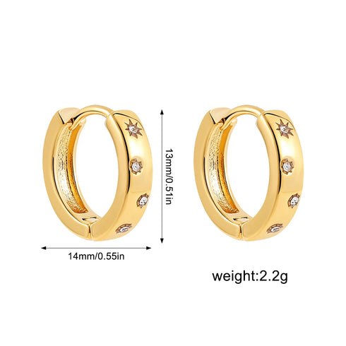 CZ Zircon Mini Hoop Earrings - Gold Plated