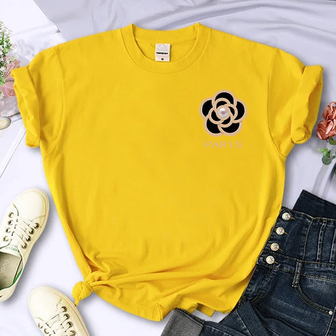 Chic Floral Oversized T-Shirt for Women - 100% Cotton Summer Casual Tee with Y2K Style & Short Sleeves