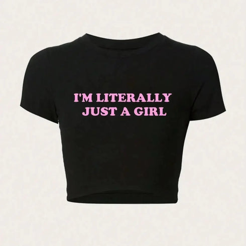 Women's Letter Printed Crop T-Shirt