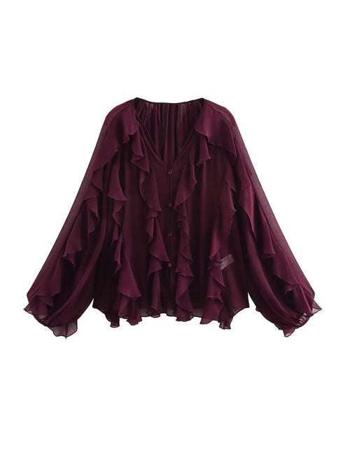 MUJER Ruffle Blouses for Women - Summer Casual Tops