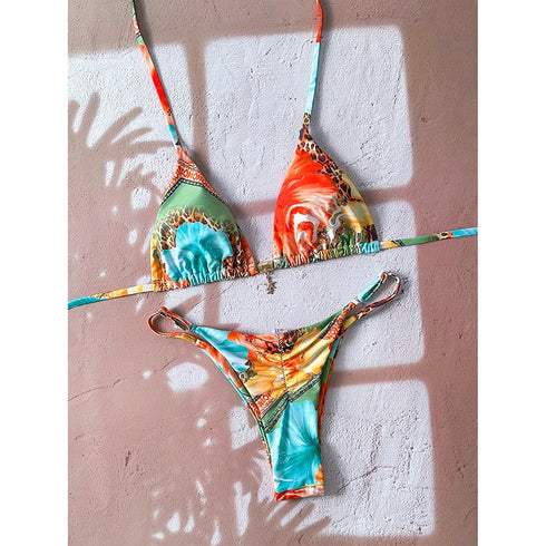 Leopard Print Push Up Bikini Set for Women