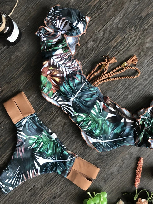 RUOTONGSEPT Ruffle Push Up Bikini Set