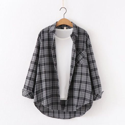 Plaid Flannel Shirt for Women - Casual Long Sleeve Top