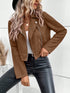 Faux Suede Biker Jacket with Zipper Detail