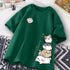 Summer Trendy Simple Cat Printed Short-sleeved T-shirt for Ladies and Boys Same Loose Casual Large-size Top