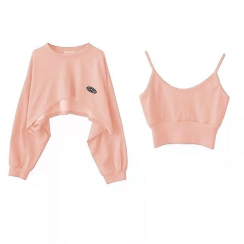 Women's Solid Colour O-neck Long Sleeve Hoodie Sweatshirt