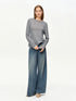 DUSHU Women's Green and Grey Layered Knit Top