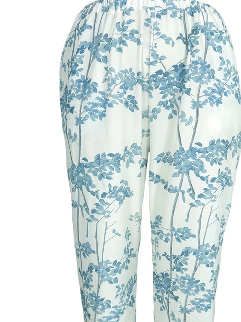 Plus Size Floral Print Ankle-Length Pants
